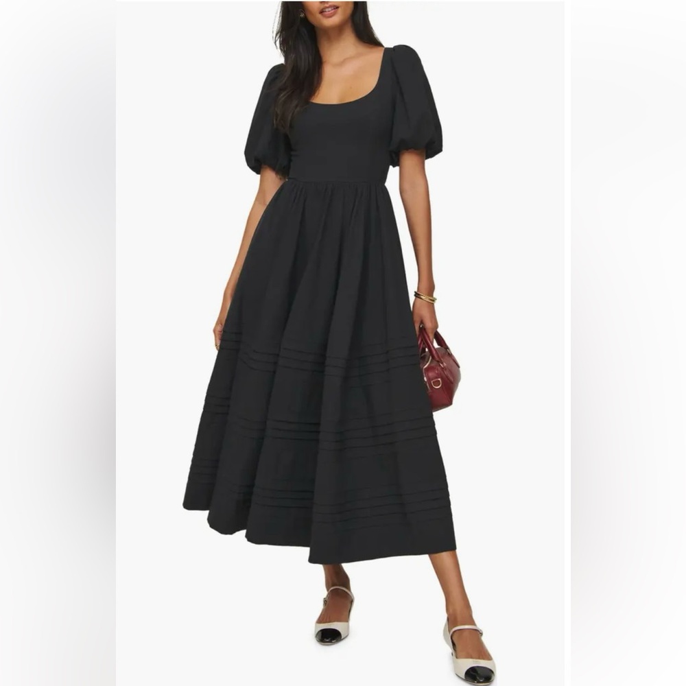 New Reformation Everlynn Puff Sleeve Cotton Maxi Dress